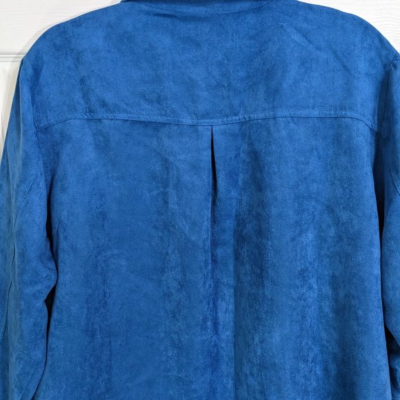 Draper's & Damon's Blue Microsuede Button Up Round Hem Shacket - size 1X NWOT - Picture 10 of 14